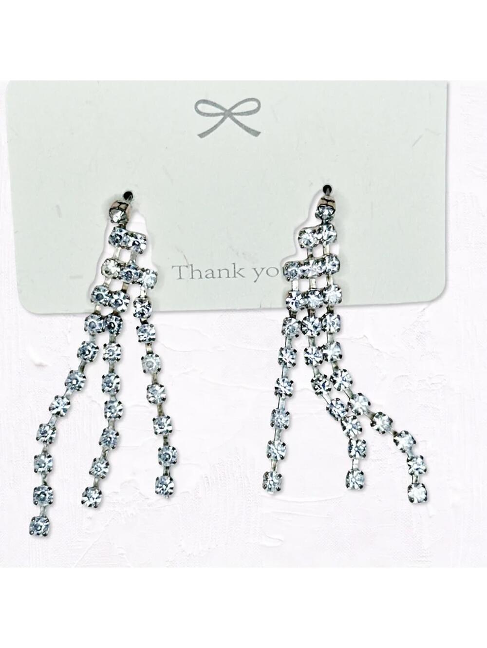 5630gc. Silvertone Bling Pierced Earrings